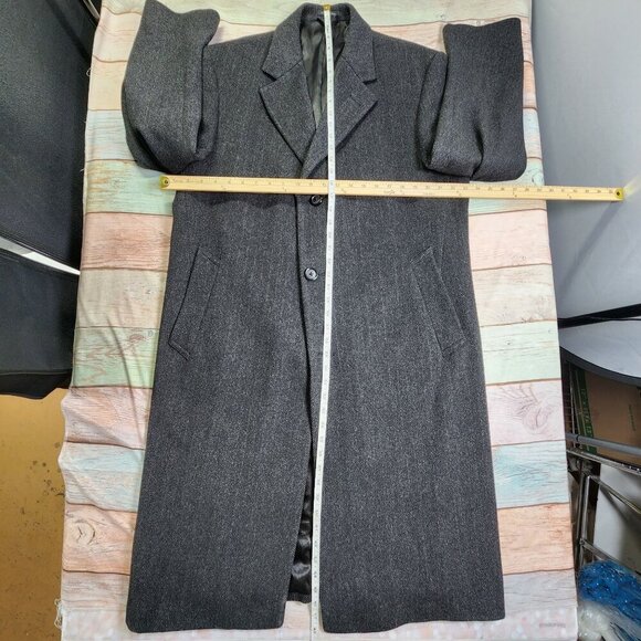 Alfani Gray Herringbone Wool Blend Overcoat Mens 40R - Picture 7 of 10